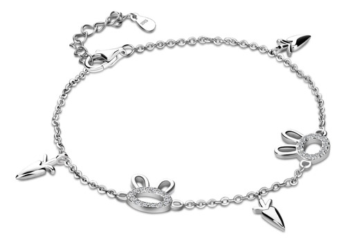 Dankadi Mujeres 925 Plata De Ley Lindo Animal Conejo Pulsera