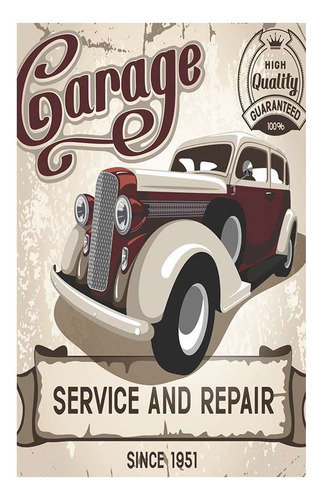 Vinilo 40x60cm Vehiculos Garage Service Repair Vintage