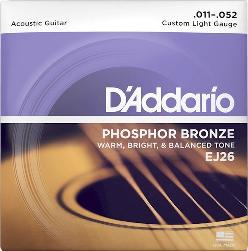 Encordado Guitarra Acustica Daddario Ej26 11/52 Phosphor Bro