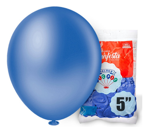 Balão Bexiga Liso Diversas Cores 5 Polegadas Pct C/ 50 Un Cor Azul/índigo Cinza