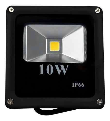 Refletor LED Genérica Slim 10W com luz branco-quente e carcaça preto 110V/220V