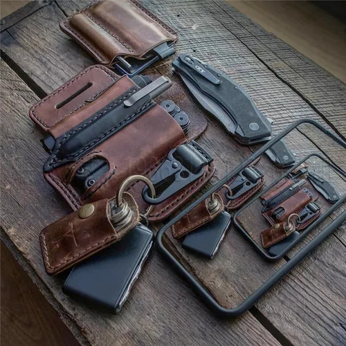 Edc Organizer, Funda Multiherramienta De Piel Con Trabilla