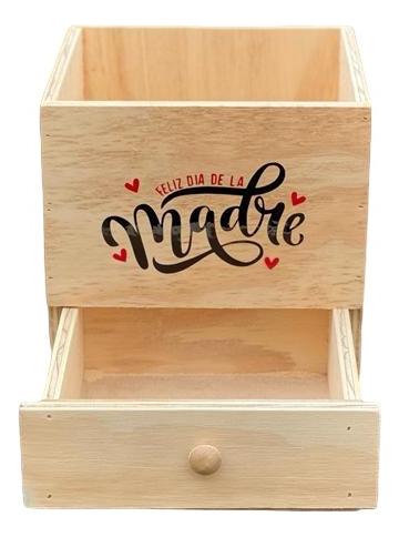 Caja Madera Para Regalo Ancheta Día De La Madre 20x20x18cm