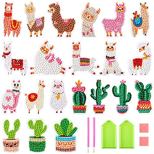 Gersoniel 21 Pieces Llama Cactus 5d Diy Diamond Paintin...