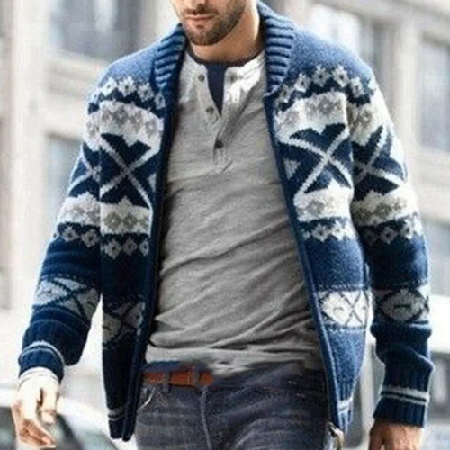 Chaqueta Tipo Suéter De Punto Trenzado Para Hombre, Manga La