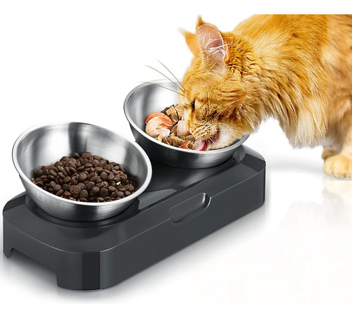 Pewingo Cuenco Elevado Para Gatos Con Acero Inoxidable, Alfo