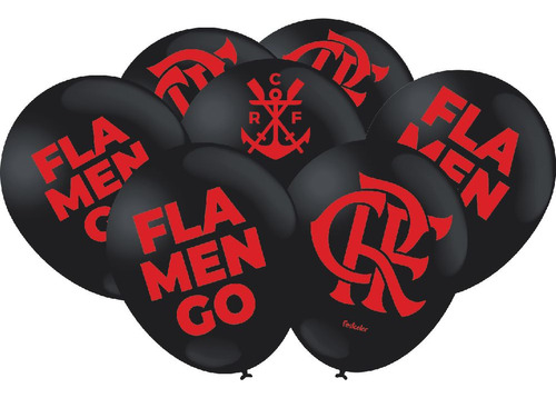 Balão Bexiga 9 Festa Decoração Flamengo Preto 25 Und