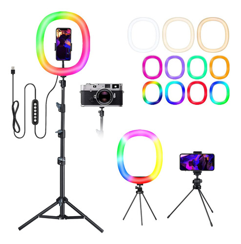 Anillo De Luz Rgb Para Selfies 12 Pulgadas Tripode Regula...