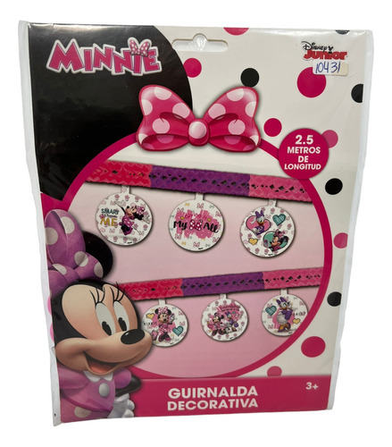 Guirnalda Gusano Minnie Mouse Rosa 2.5mt Fiesta Decoracion