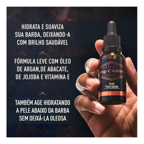 Aceite Para Barba King C. Gillette Con Argán, Cuidado De