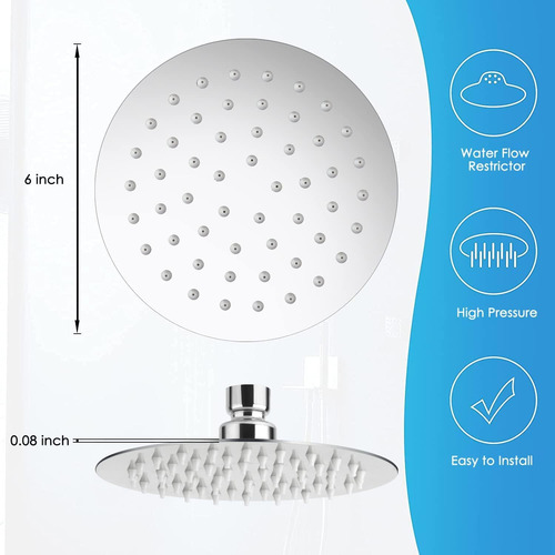 6 Pulgadas Ducha De Lluvia De Alta Presión,regadera Redondo