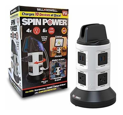 Spin Power By Bell Howell Power Strip Tower Con  Ctor C...
