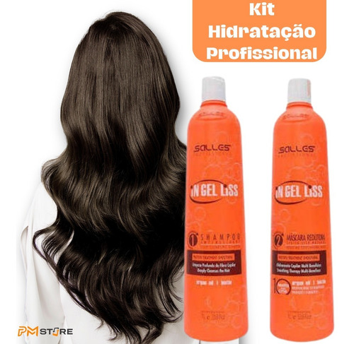 Kit Shampoo E Progressiva In Gel Liss  Salles Prof 1 Litro 