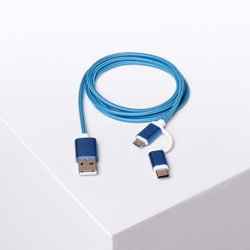 Imagen 2 de 7 de Cable Usb 2 En 1 - Micro Usb Usb-c Travel Blue Tb988