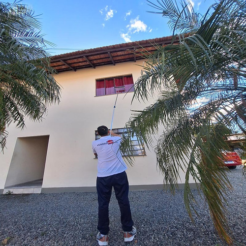 Kit Rodo Limpa Vidros 35 Cm Com Cabo Extensor 3 Metros