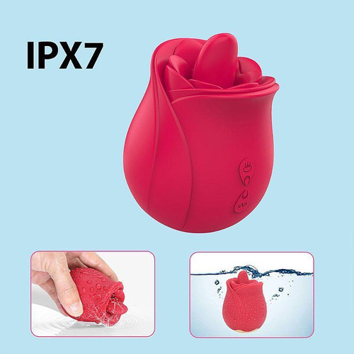 Vibrador de clítoris en forma de rosa con lengua estimulante