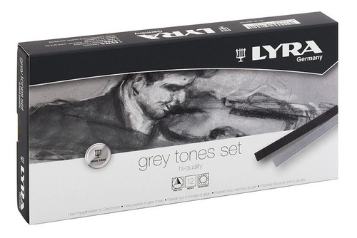 Imagen 1 de 3 de Gis Pastel Barras Tonos Grises Lyra Polycrayons Soft 12
