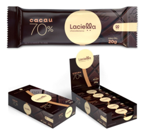20 Un Chocolate Zero Lactose Laciella 70% Cacau 20g