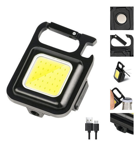 A Linterna Cob, Llavero Recargable Brillante De 500 Lúmenes