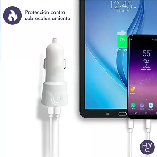 Cargador Doble Auto Ultra Rápido 3 Amp + Cable Usb Tipo C