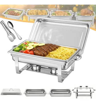 Rechaud Retangular SHANYIN 11L Aço Inoxidável 2 Queimadores Buffet