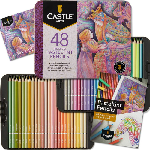 Castle Art Supplies Juego De 48 Lápices De Colores De Lata.