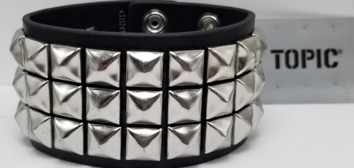 Hot Topic Pulsera Brazalete Metal Piel Genuina