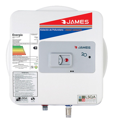 Imagen 2 de 6 de Calefon Termotanque James 20 Lts Poliuretano Inyectado