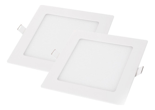 Kit 2 Painel Plafon Led 18w Quadrado Embutir Bivolt Branco