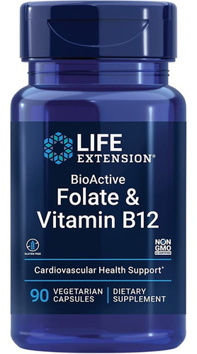 Folato Vitamina B12 Importada Life Extension 90 Cápsulas