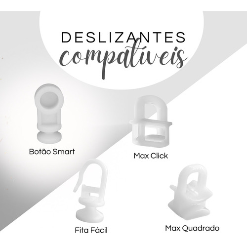 Kit Varão Deslizante Wave 28mm 1,50 Mt Alumínio Várias Cores