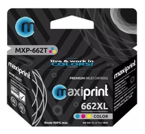 Cartucho 662xl Marca Maxiprint Tricolor Compatible Con Hp