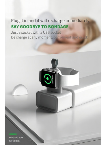 Base De Carga Portatil Para Reloj Apple Watch 1 2 3 Y 4 Color Blanco