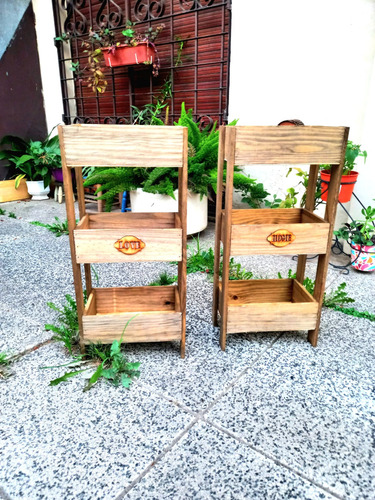 Cajon Estante Organizador Madera Deco X3 Canasto 25x35