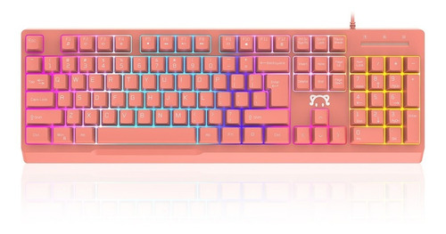Imagen 3 de 4 de Teclado gamer Ajazz STK090 QWERTY inglés US color rosa con luz RGB