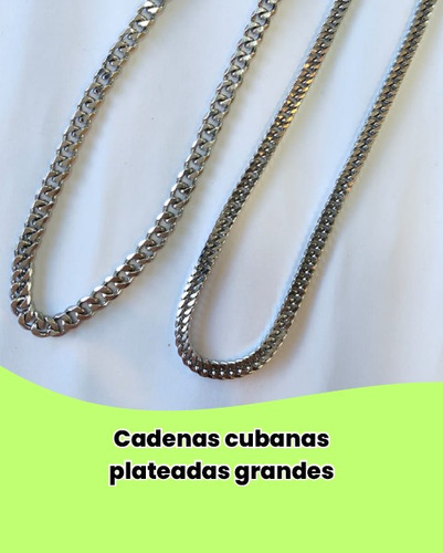 Cadenas Cubanas Plateadas Grandes 12 Unidades Al Mayor