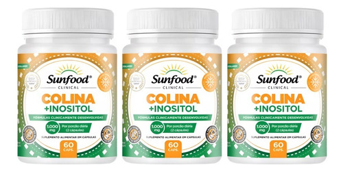 Suplemento Colina + Inositol Sunfood 60 Cápsulas Sabor Sem