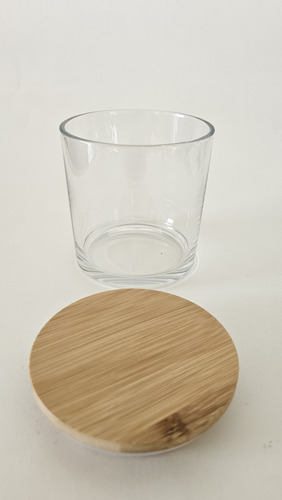 Vaso Para Vela 10 X 10 Cm Con Tapa De Bamboo