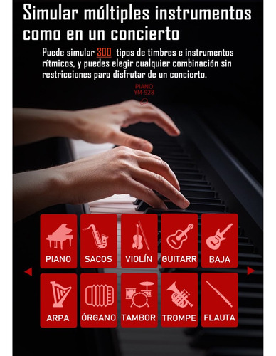 Teclado Musical Avanzado 61 Teclas Ym 928 Midi Velocidad