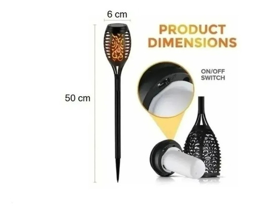 Imagen 7 de 7 de Pack X8 Antorchas Lampara Solar Led Estaca Jardin