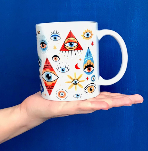 Imagen 2 de 4 de Taza De Once Onzas Con Motivo De Ojos De Protección.
