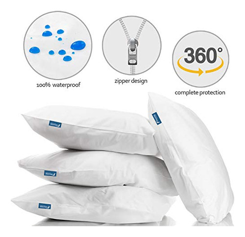 Protector De Almohada Queen Con Cierre, Paquete De 4 Unidade
