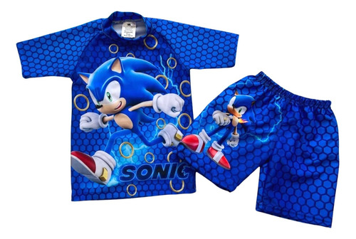 Traje De Baño Conjunto Niño Sonic Ropa Playa