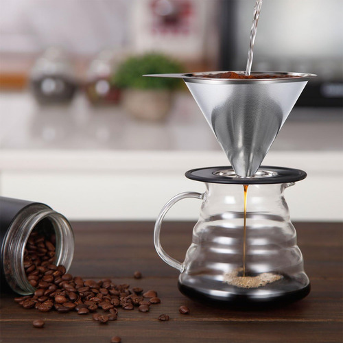 Gotero De Café Pour Over, Filtro De Café Cónico Reutiliza...