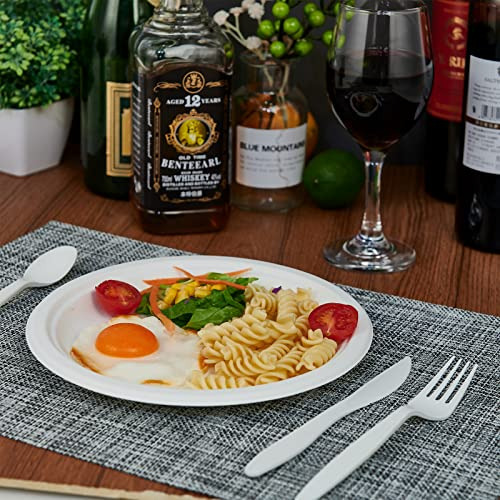 100% Compostable 10 Inch Paper Plates, 150 Pack Heavy D...