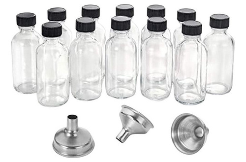 12 Botellas Pequeñas De Vidrio Transparente De 2 Onzas