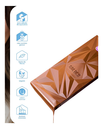 10 Barra De Chocolate Com Caramelo Zero Açúcar Goldko 20g