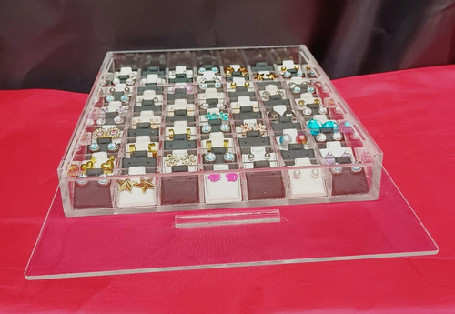 2 Caja Acrílico Organizadora De Aretes 70 Pz + Almohadillas