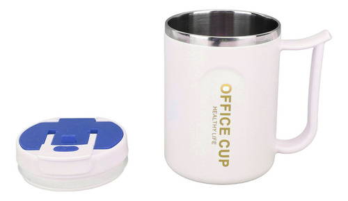 Taza Con Mango Y Tapa De Acero Inoxidable Azul 304 Con Aisla