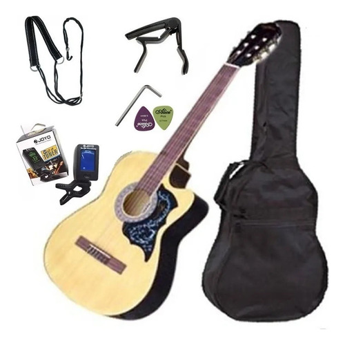 Guitarra Acústica Importada, Mastil Reforzado Y Acccesorios